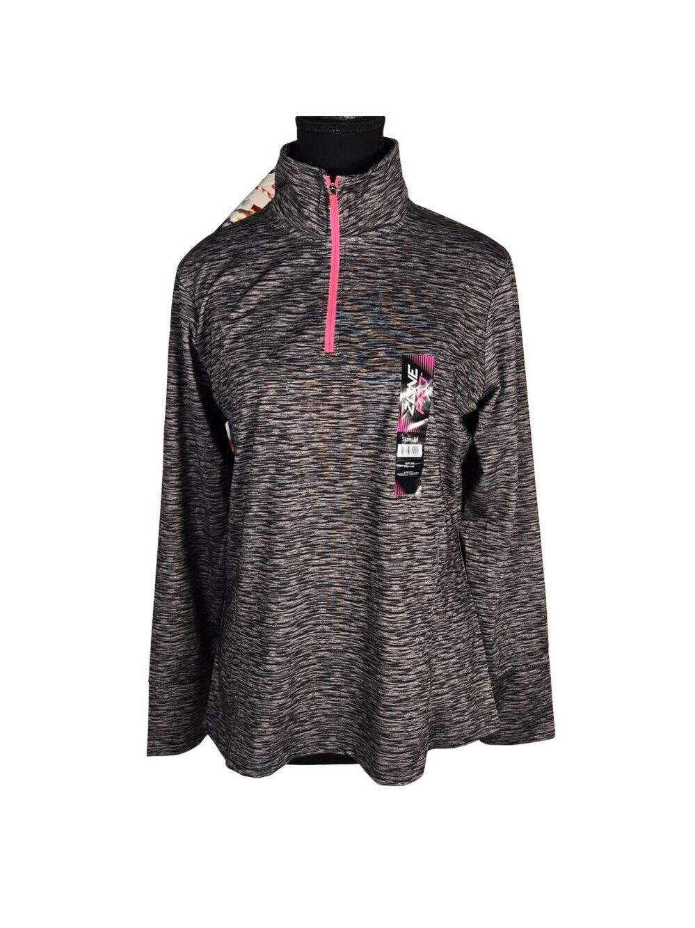 NWT | I-Zone Activewear Quarter Zip Pullover Heathered Pink Zipper | Medium